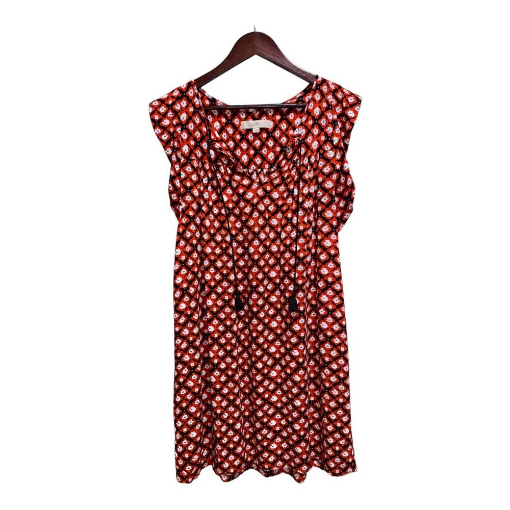 LOFT Red and White Mini Dress
